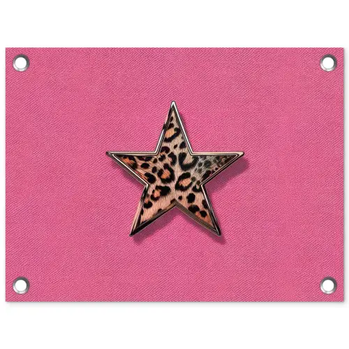 Ster - Luipaard - Print - Roze tuinposter los doek klein -3d
