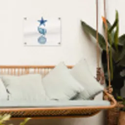Zeester - Schelpen - Blauw tuinposter los doek klein -sfeer7