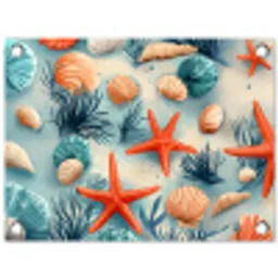 Zeesterren - Schelpen - Illustratie - Zand tuinposter los doek klein -3d