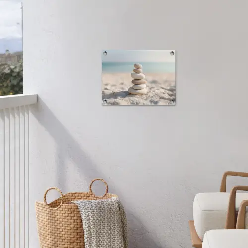Stenen - Stapel - Zand - Zee tuinposter los doek klein -sfeer8