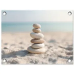 Stenen - Stapel - Zand - Zee tuinposter los doek klein -3d