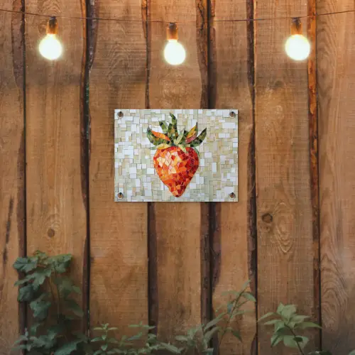 Aardbei - Rood - Mozaïek - Fruit tuinposter los doek klein -sfeer1