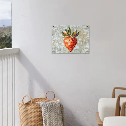 Aardbei - Rood - Mozaïek - Fruit tuinposter los doek klein -sfeer8
