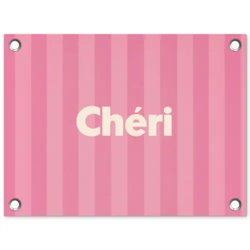 Gestreept - Roze - Chéri tuinposter los doek klein -3d
