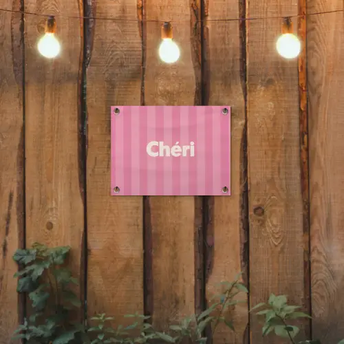 Gestreept - Roze - Chéri tuinposter los doek klein -sfeer1