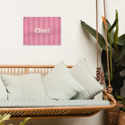 Gestreept - Roze - Chéri tuinposter los doek klein -sfeer7