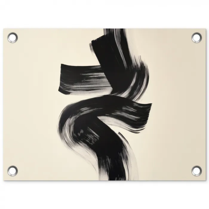 Strepen - Zwart - Abstract tuinposter los doek klein -3d