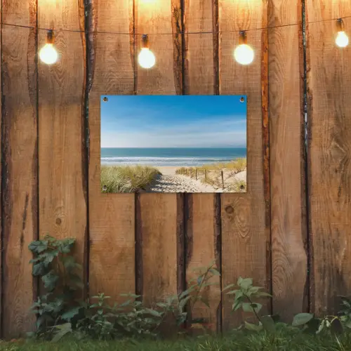 Zomerse Stranddag tuinposter los doek klein -sfeer1