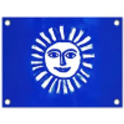 Zon - Gezicht - Penseelstructuur - Blauw tuinposter los doek klein -3d