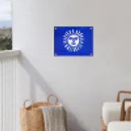 Zon - Gezicht - Penseelstructuur - Blauw tuinposter los doek klein -sfeer8