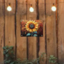 Zonnebloem op Bakstenen Muur tuinposter los doek klein -sfeer1