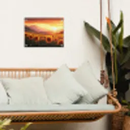 Zonnebloemen - Zonsondergang - Landschap tuinposter los doek klein -sfeer7
