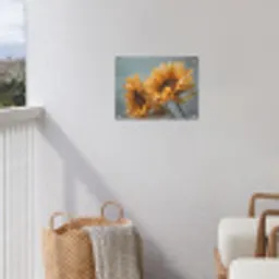 Zonnebloemen - Geel - Wazig tuinposter los doek klein -sfeer8
