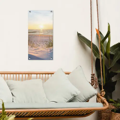 Zonsondergang op het Strand tuinposter los doek klein -sfeer7