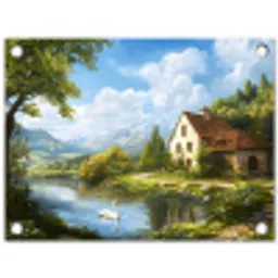 Zwaan - Bomen - Rust tuinposter los doek klein -3d