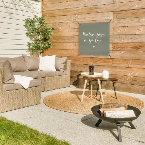 Tekst - Buiten zijn is zo fijn - Zomer - Spreuken tuinposter los doek klein -sfeer4