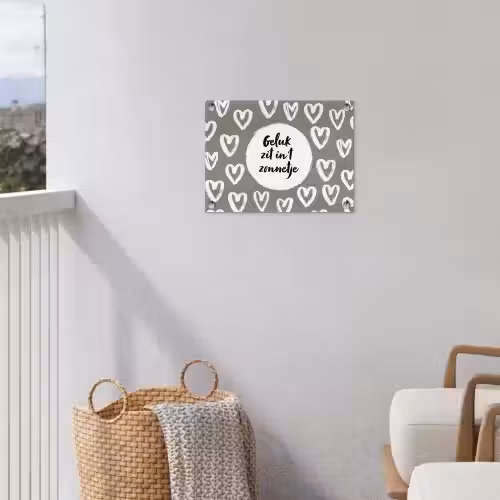 Tekst - geluk zit in 't zonnetje - Quotes - Geluk - Zon tuinposter los doek klein -sfeer8