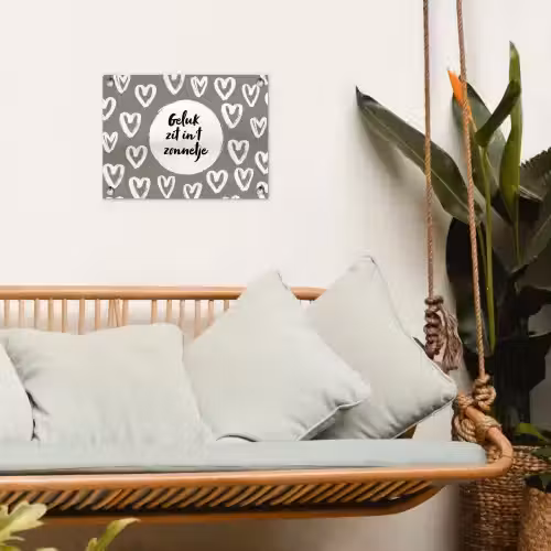 Tekst - geluk zit in 't zonnetje - Quotes - Geluk - Zon tuinposter los doek klein -sfeer7