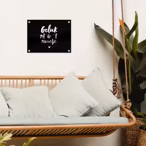 Tekst - Geluk zit in 't zonnetje - Quotes - Zomer - Zon tuinposter los doek klein -sfeer7