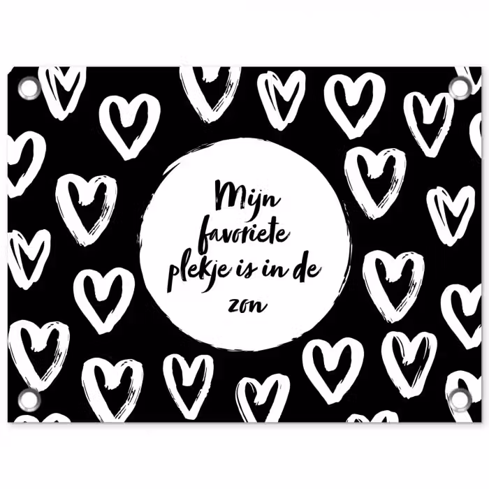 Tekst - Mijn favoriete plekje is in de zon - Quotes - Zomer - Zon tuinposter los doek klein -3d