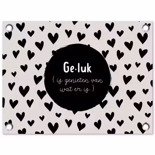 Tekst - Quotes - Geluk (is genieten van wat er is) - Woordenboek - Definitie geluk tuinposter los doek klein -3d