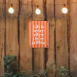 Tekst - Gestreept - Oranje - Zomer tuinposter los doek klein -sfeer1