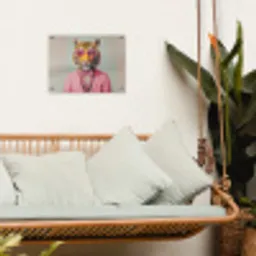 Tijger - Strik - Jasje - Roze tuinposter los doek klein -sfeer7