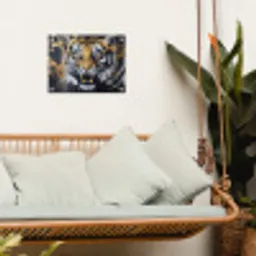 Tijger - Verfspatten - Goud tuinposter los doek klein -sfeer7