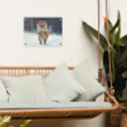 Tijger rennend door de sneeuw tuinposter los doek klein -sfeer7