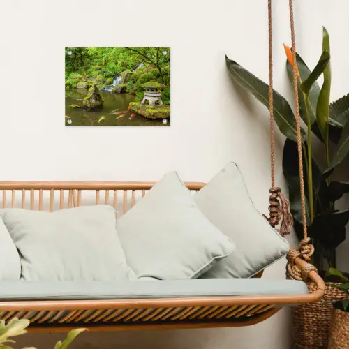 Rustige Japanse vijver tuinposter los doek klein -sfeer7
