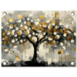 Boom - Abstract - Beige - Goud - Zwart tuinposter los doek klein -3d