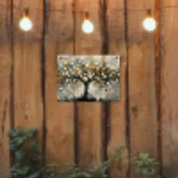 Boom - Abstract - Beige - Goud - Zwart tuinposter los doek klein -sfeer1
