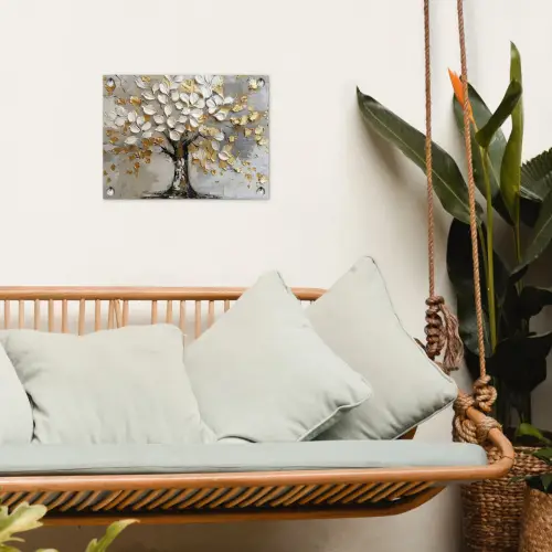 Boom - Beige - Grijs - Goud - Abstract tuinposter los doek klein -sfeer7