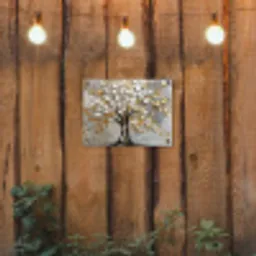 Boom - Beige - Grijs - Goud - Abstract tuinposter los doek klein -sfeer1