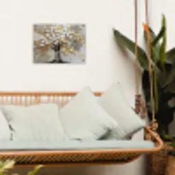Boom - Beige - Grijs - Goud - Abstract tuinposter los doek klein -sfeer7