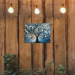 Boom - Blauw - Goud - Abstract tuinposter los doek klein -sfeer1