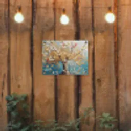 Boom - Blauw - Goud - Abstract - Modern tuinposter los doek klein -sfeer1