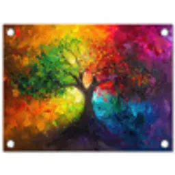 Boom - Kleurrijk - Modern - Abstract tuinposter los doek klein -3d