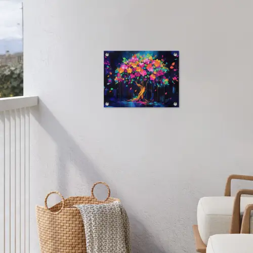Boom - Bloemen - Magisch - Gekleurde tuinposter los doek klein -sfeer8