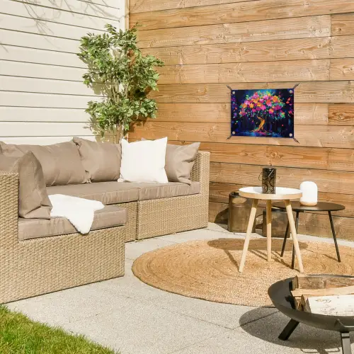 Boom - Bloemen - Magisch - Gekleurde tuinposter los doek klein -sfeer4
