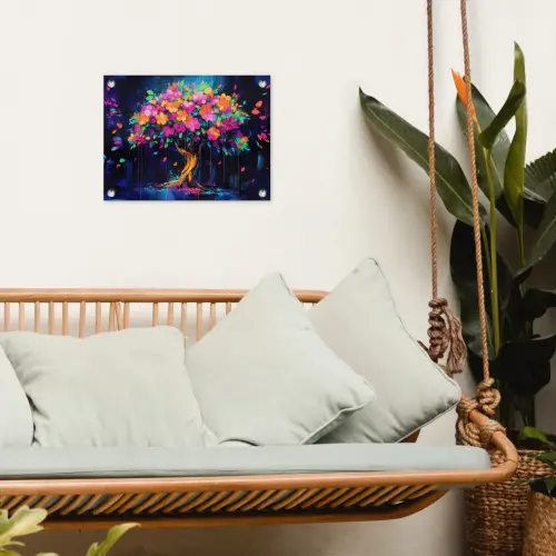 Boom - Bloemen - Magisch - Gekleurde tuinposter los doek klein -sfeer7
