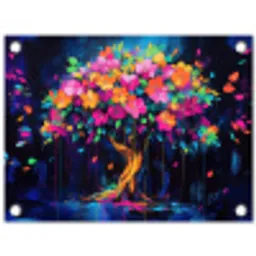 Boom - Bloemen - Magisch - Gekleurde tuinposter los doek klein -3d
