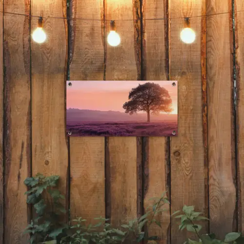 Boom - Heide - Zonsopgang tuinposter los doek klein -sfeer1