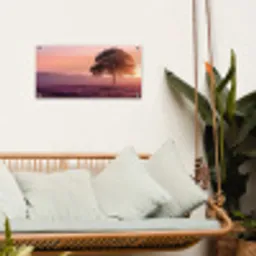 Boom - Heide - Zonsopgang tuinposter los doek klein -sfeer7