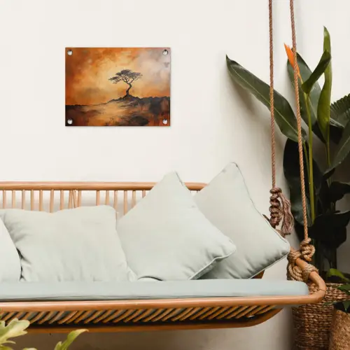 Boom - Landschap - Oranje tuinposter los doek klein -sfeer7