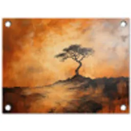 Boom - Landschap - Oranje tuinposter los doek klein -3d