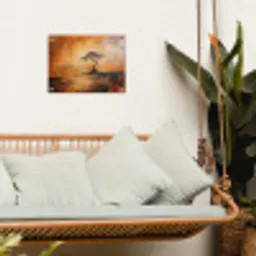 Boom - Landschap - Oranje tuinposter los doek klein -sfeer7
