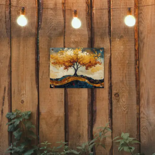 Boom - Natuur - Goud - Modern tuinposter los doek klein -sfeer1