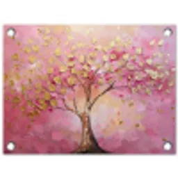 Boom - Roze - Goud - Modern tuinposter los doek klein -3d
