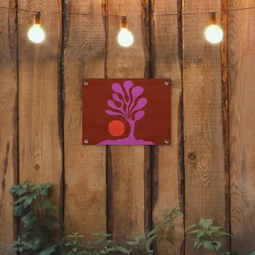 Boom - Paars - Cirkel - Vloeiend tuinposter los doek klein -sfeer1